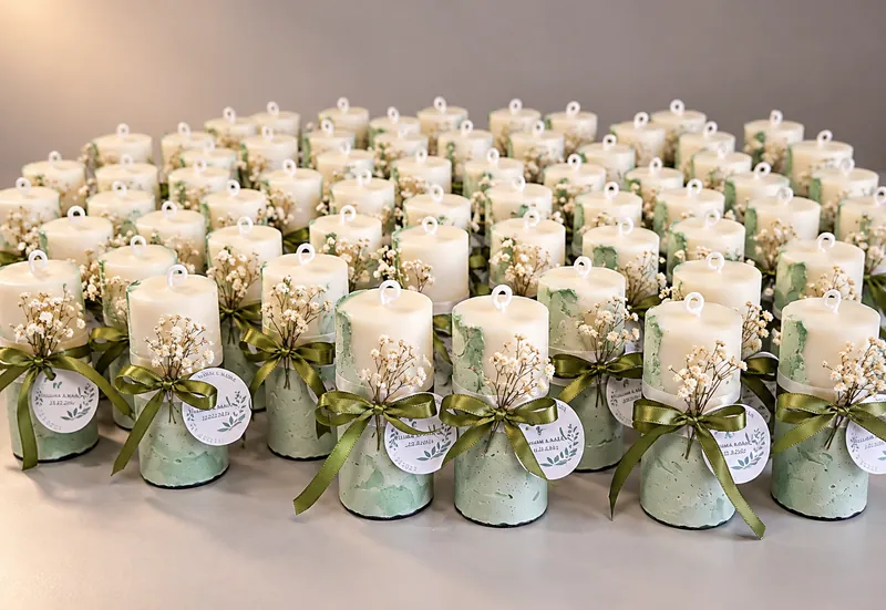 Encomenda de dezenas de velas com base de concreto para evento
